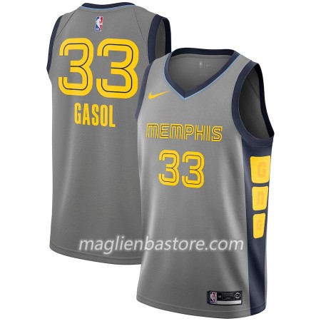 Maglia NBA Memphis Grizzlies Marc Gasol 33 2018-19 Nike City Edition Grigio Swingman - Uomo